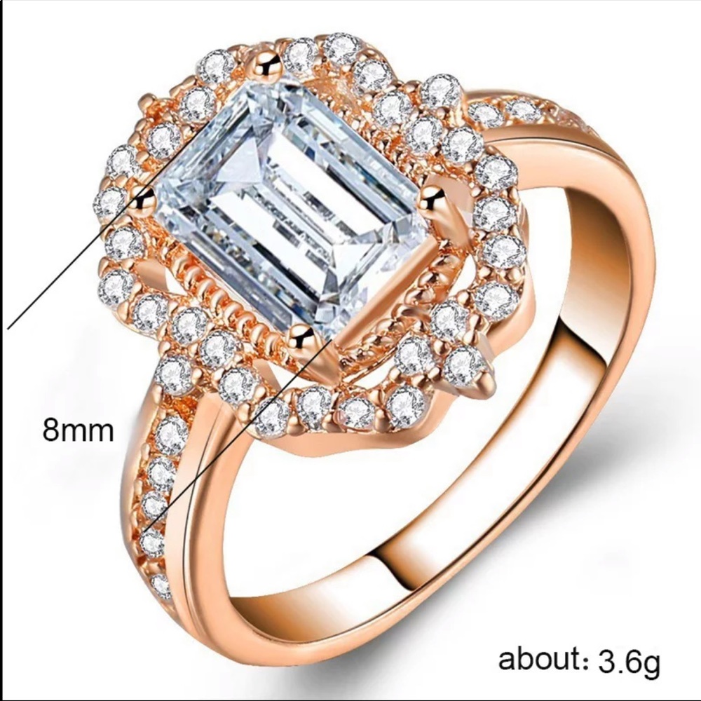 New Rose Gold Engagement CZ  Prong Setting Ring - Picture 6 of 6